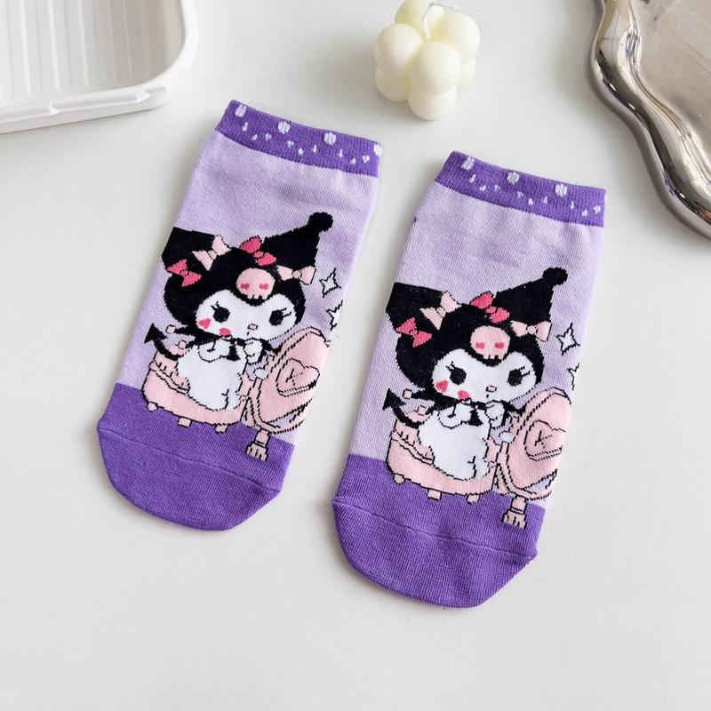 台灣現貨+預購♥女生成人短襪庫洛米精製印花襪子春秋款襪子少女棉襪卡通透氣吸汗襪子-細節圖9