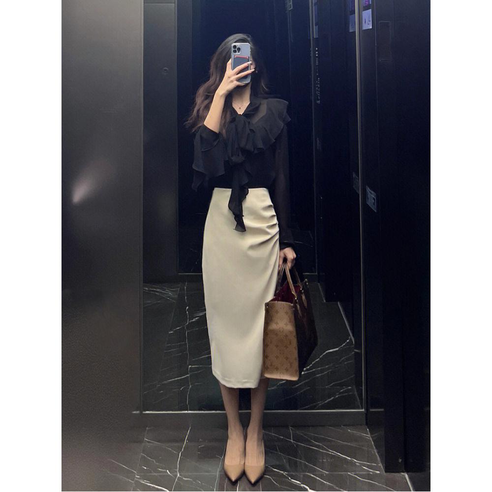 台灣現貨+預購♥新款韓版名媛職業風質感氣質OL職業顯瘦半身裙/長裙/包臀裙/一步裙-細節圖2