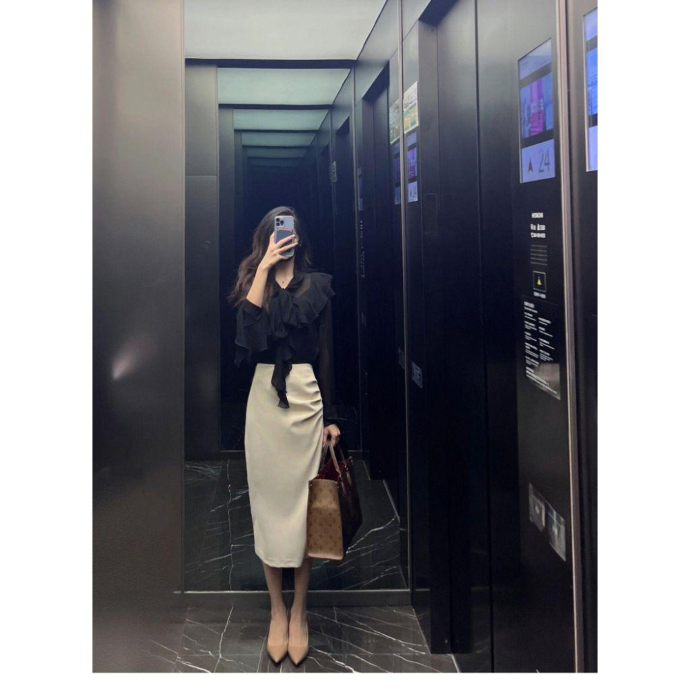 台灣現貨+預購♥新款韓版名媛職業風質感氣質OL職業顯瘦半身裙/長裙/包臀裙/一步裙-細節圖3