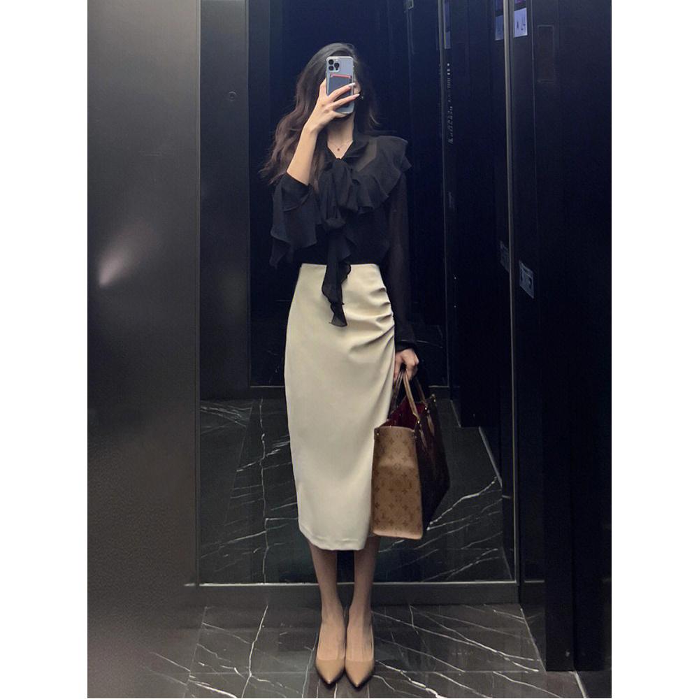台灣現貨+預購♥新款韓版名媛職業風質感氣質OL職業顯瘦半身裙/長裙/包臀裙/一步裙-細節圖5