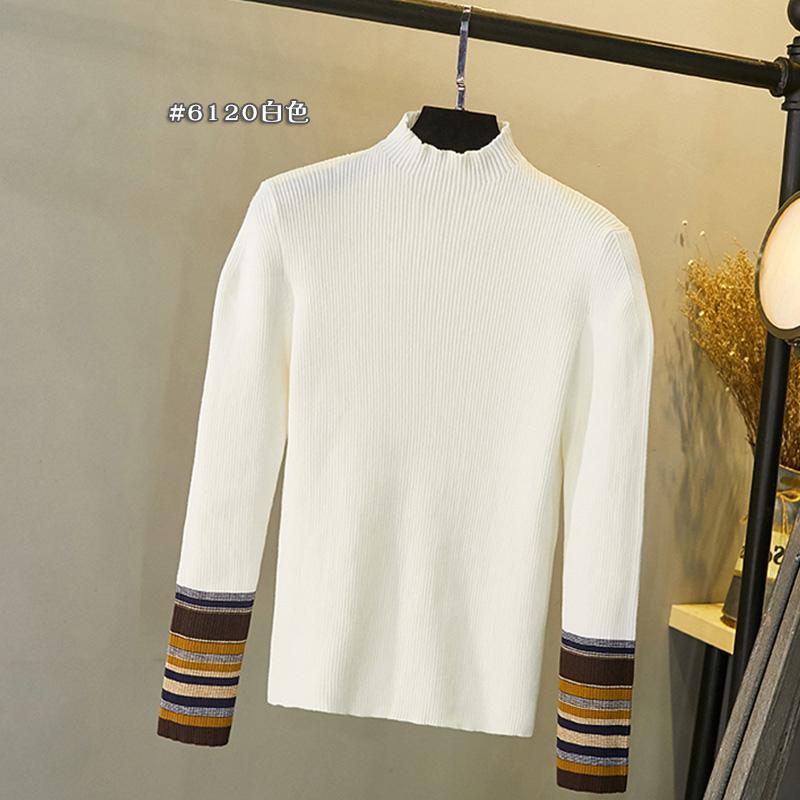 台灣現貨+預購♥新款撞色設計修身顯瘦半高領打底內搭長袖針織毛衣上衣-細節圖3