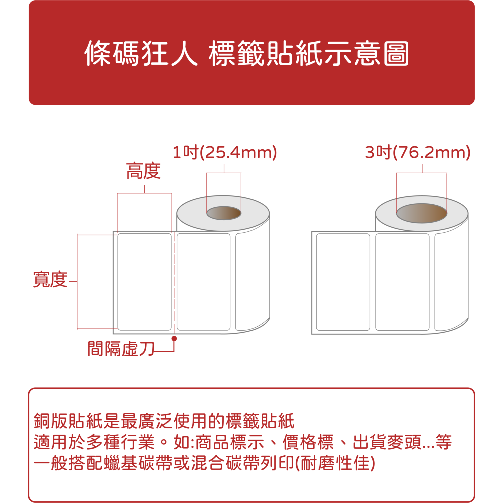 * 條碼狂人* 標籤貼紙左右寬度30~100mm  40米-細節圖2