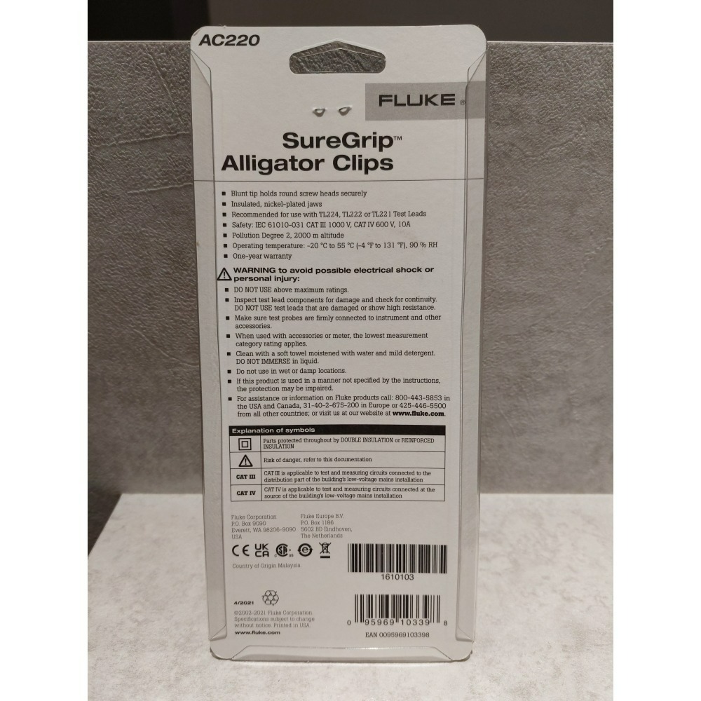 【FLUKE專賣店】FLUKE AC220 SureGrip鱷魚夾 現貨 含稅價附發票 台北有店面-細節圖3