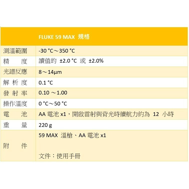【FLUKE專賣店】FLUKE 59 MAX紅外線測溫儀 現貨 測溫達 350℃ 含稅價附發票 紅外線測溫槍-細節圖7