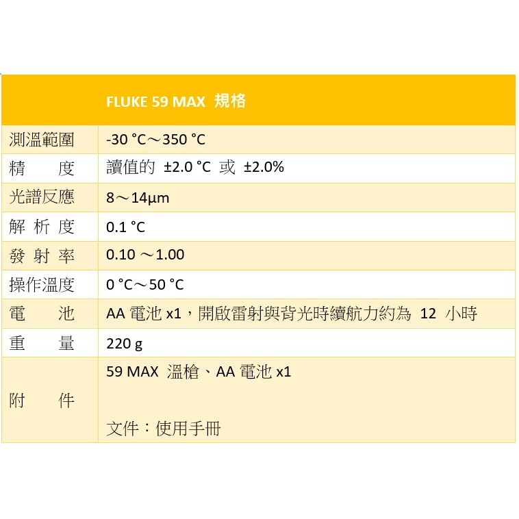 【FLUKE專賣店】FLUKE 59 MAX紅外線測溫儀 現貨 測溫達 350℃ 含稅價附發票 紅外線測溫槍-細節圖7