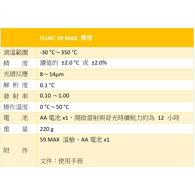 【FLUKE專賣店】FLUKE 59 MAX紅外線測溫儀 現貨 測溫達 350℃ 含稅價附發票 紅外線測溫槍-細節圖7