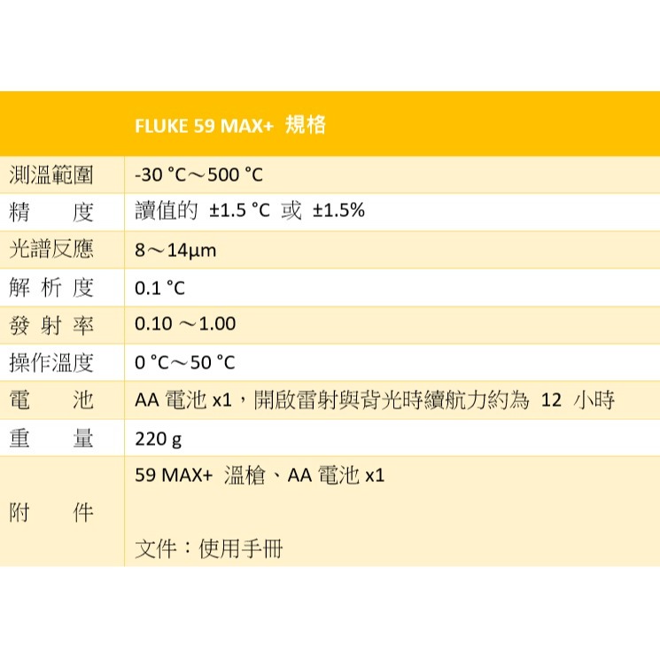 【FLUKE專賣店】FLUKE 59 MAX+/ 59 MAX plus紅外線測溫儀 現貨 測溫達 500℃-細節圖7