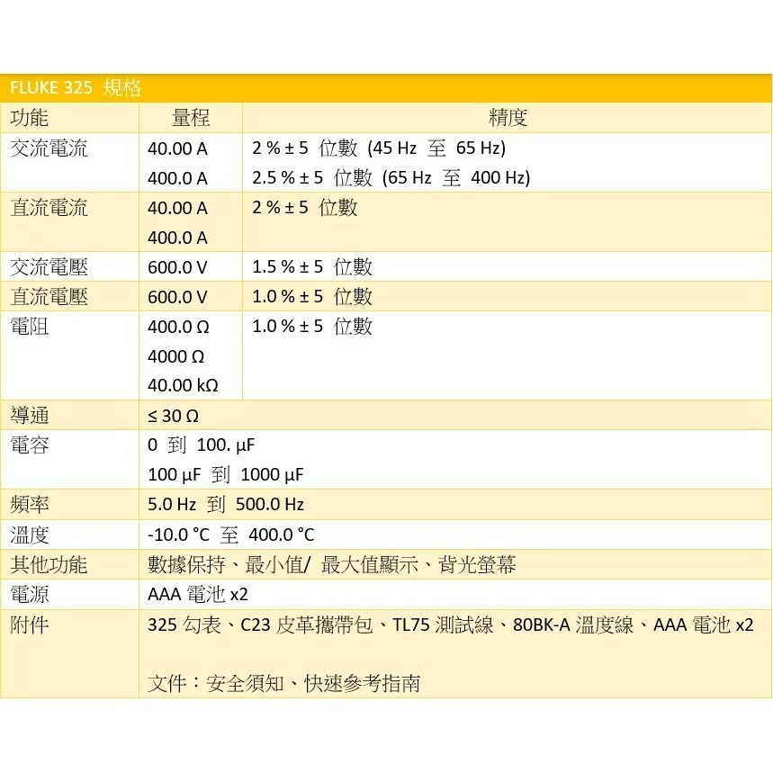 【FLUKE專賣店】FLUKE 325 真有效值 AC DC 400A交直流電流勾表 可測溫度 含稅價附發票-細節圖7