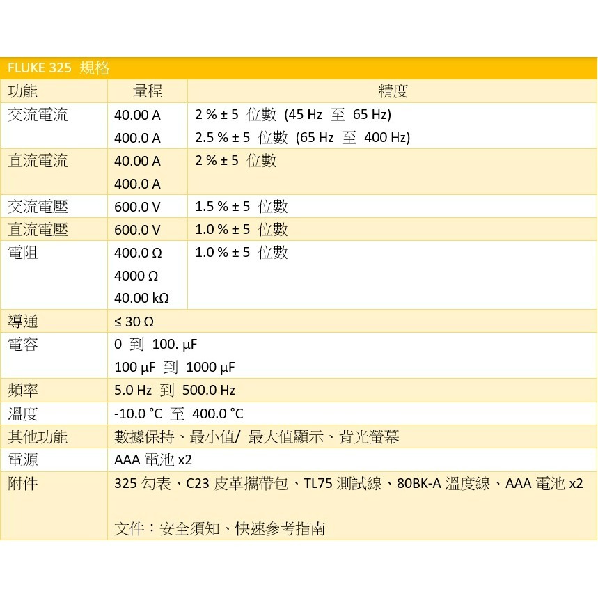 【FLUKE專賣店】FLUKE 325 真有效值 AC DC 400A交直流電流勾表 可測溫度 含稅價附發票-細節圖7