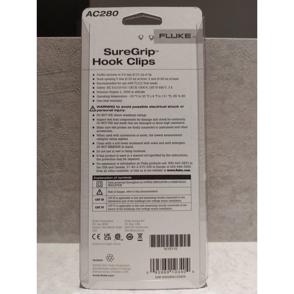 【現貨】FLUKE AC280 SureGrip 掛鉤探針 含稅價附發票  適用於TL222和TL224測試線-細節圖6