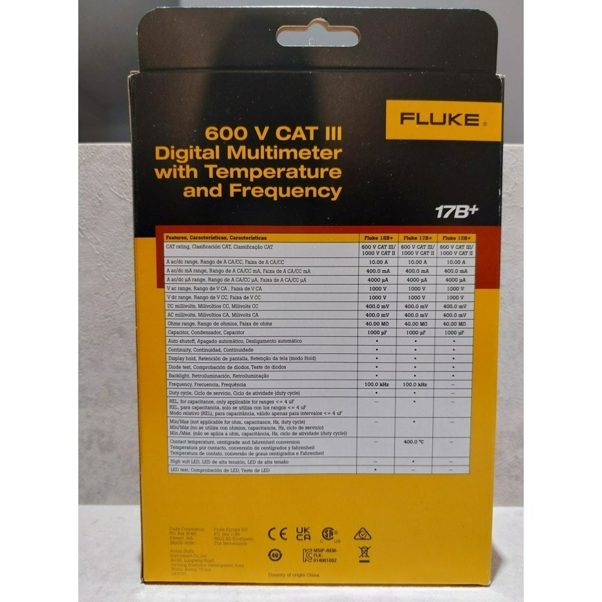 【FLUKE專賣店】FLUKE 17B+/ 17B plus電表 可測溫度和頻率 現貨 含稅價附發票 萬用表-細節圖3
