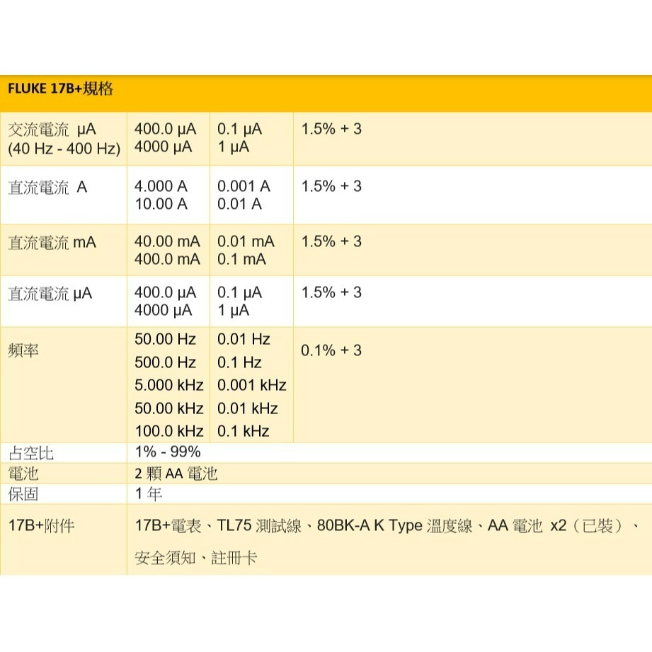 【FLUKE專賣店】FLUKE 17B+/ 17B plus電表 可測溫度和頻率 現貨 含稅價附發票 萬用表-細節圖7