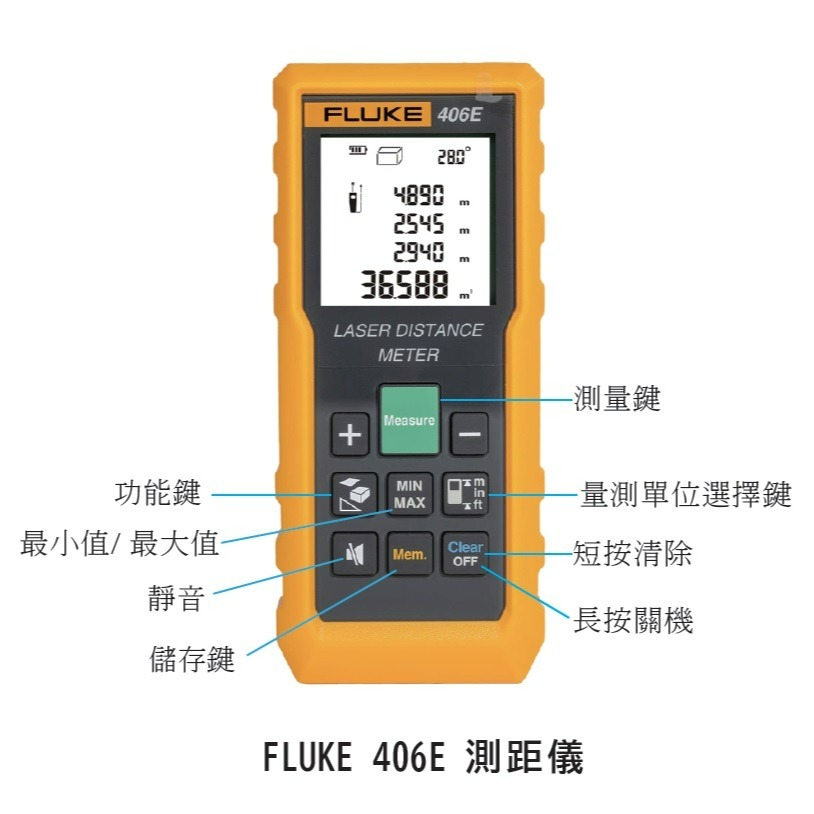 【FLUKE專賣店】FLUKE 406E 測距儀 現貨 60公尺測距儀 含稅價附發票-細節圖2