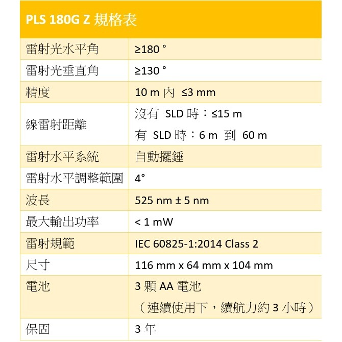 【現貨 附發票】PLS 180G Z 綠光 線水平儀 PLS180G線雷射儀-細節圖8