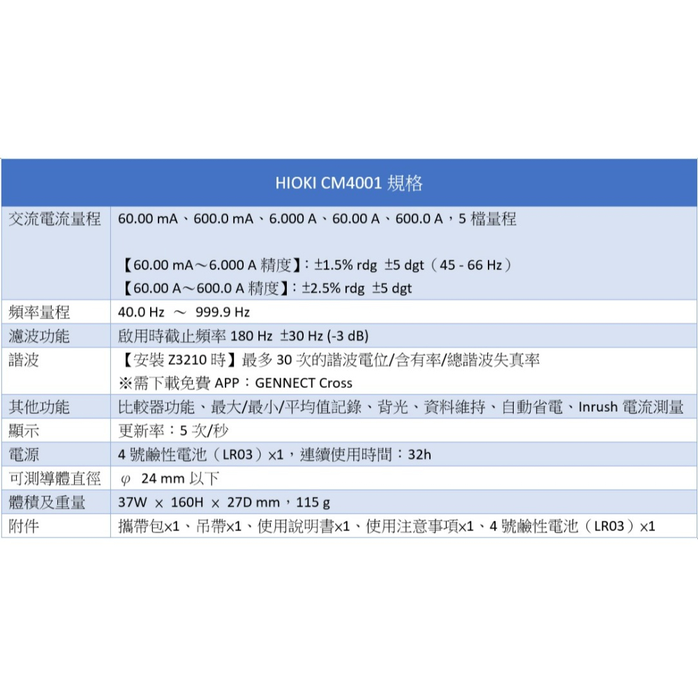 【現貨 附發票】HIOKI CM4001 真有效值 AC洩漏電流勾表 測到AC 600A-細節圖6