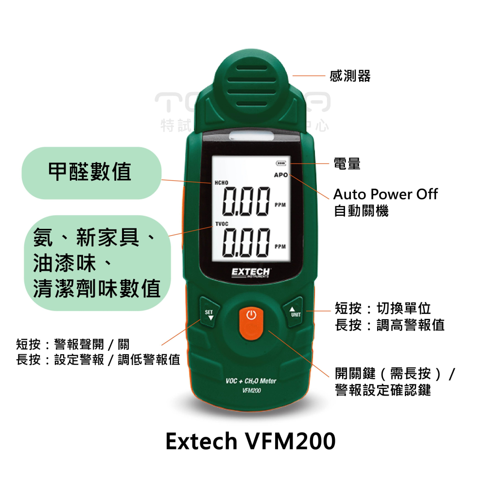 【現貨 含稅附發票】FLIR Extech VFM200 甲醛偵測器 測油漆、新家具、清潔劑-細節圖2