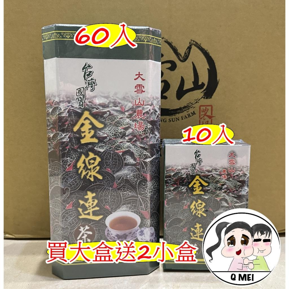 【Q妹】開發票 大雪山 農場 大雪山農場 明日葉 海人蔘茶 金線蓮 七葉膽 茶 茶包 買大送小 (60包/盒)-細節圖3