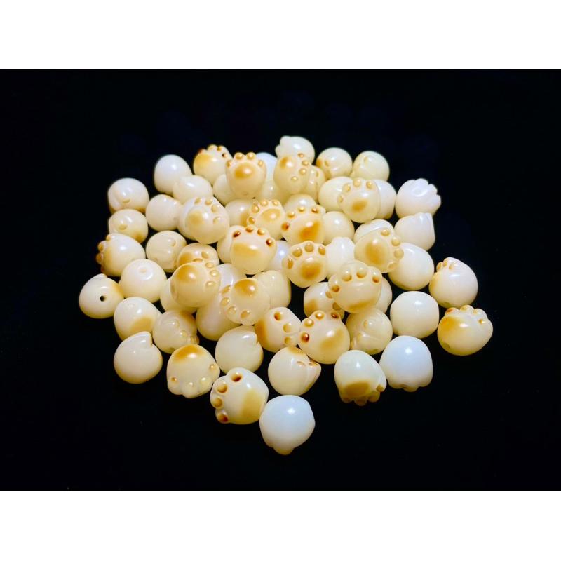 【羊角樹手作坊】白玉菩提焦糖貓掌珠 散珠-細節圖2