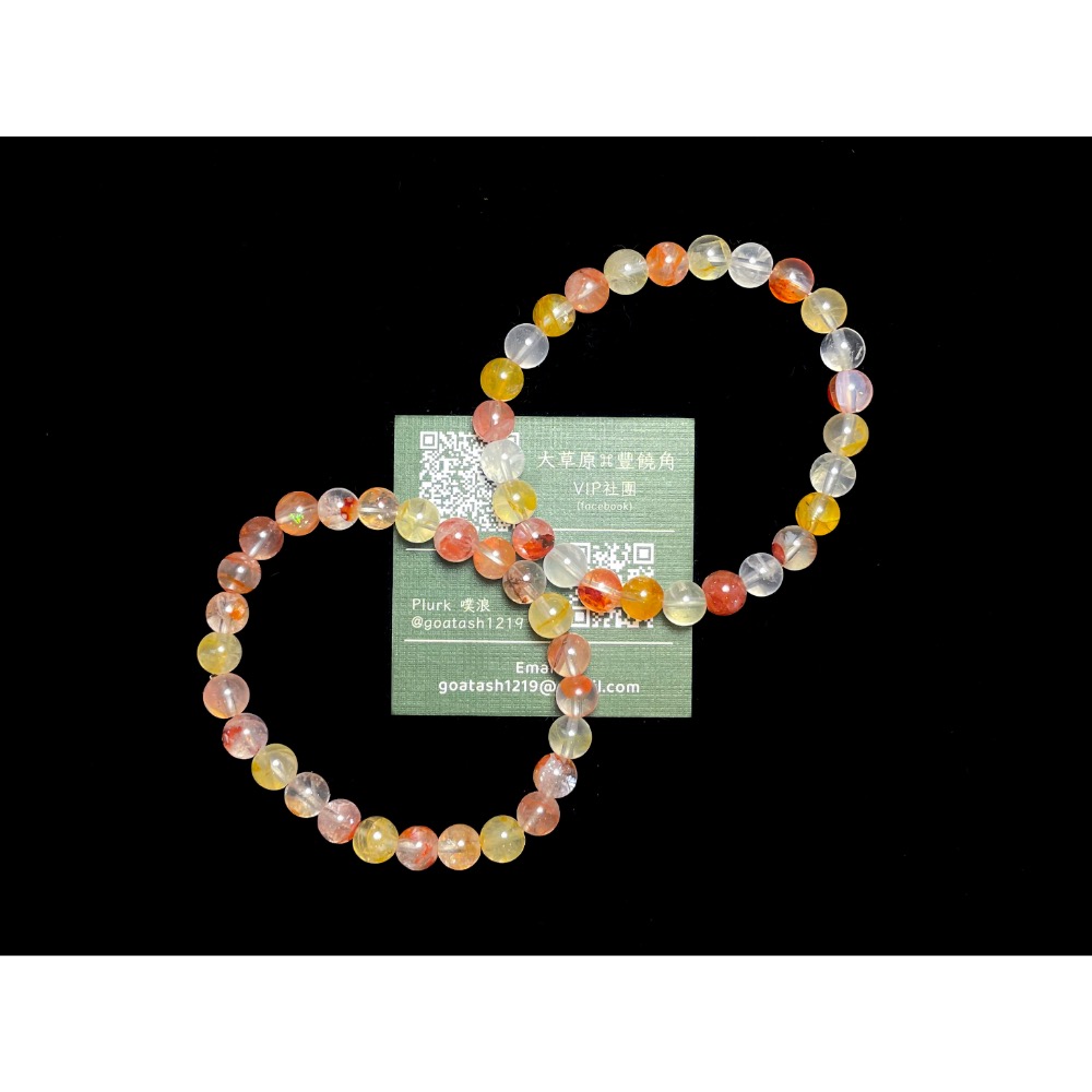 【羊角樹工作室】 紅黃膠花水晶手串7mm-細節圖4