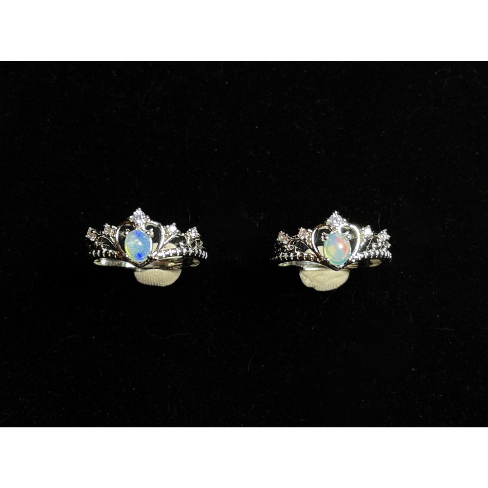 【羊角樹工作室】仿蛋白石皇冠戒指-細節圖3