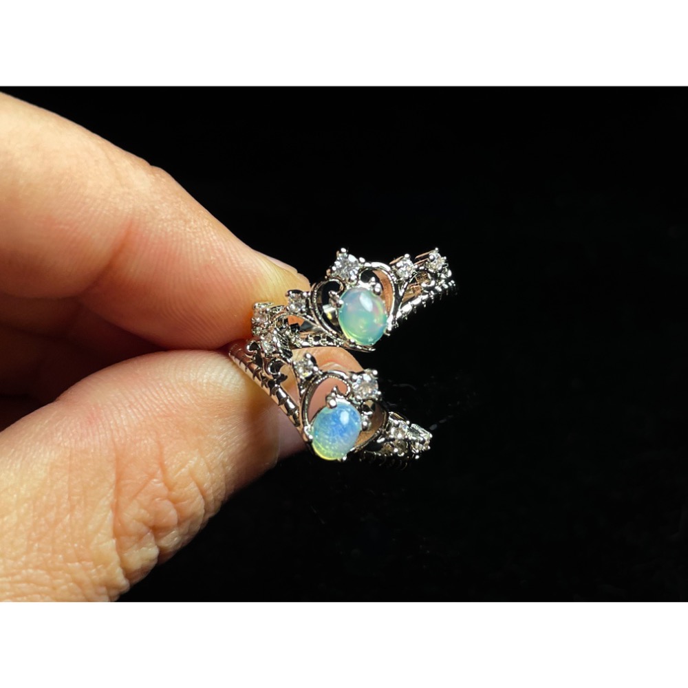 【羊角樹工作室】仿蛋白石皇冠戒指-細節圖4