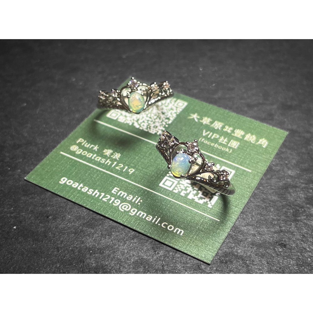 【羊角樹工作室】仿蛋白石皇冠戒指-細節圖5