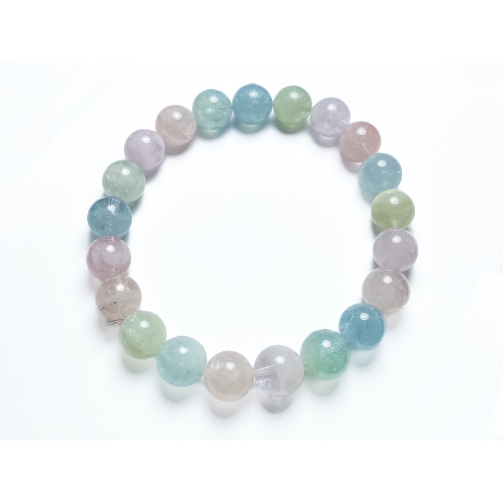 【羊角樹工作室】 彩摩根石（綠柱石）手串9mm-細節圖2