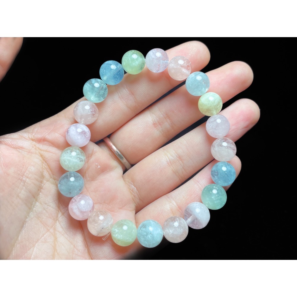 【羊角樹工作室】 彩摩根石（綠柱石）手串9mm-細節圖3