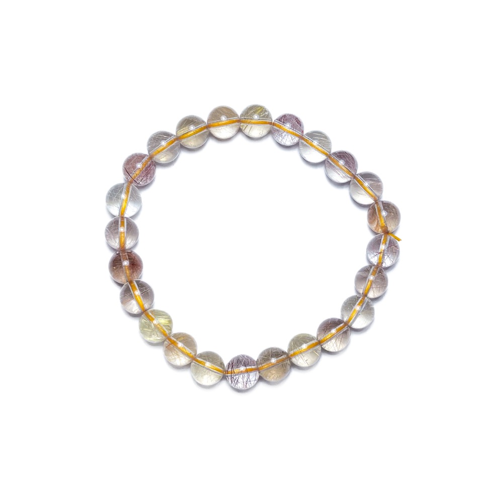 【羊角樹工作室】 乾淨清澈彩髮晶手串8.6mm-細節圖3