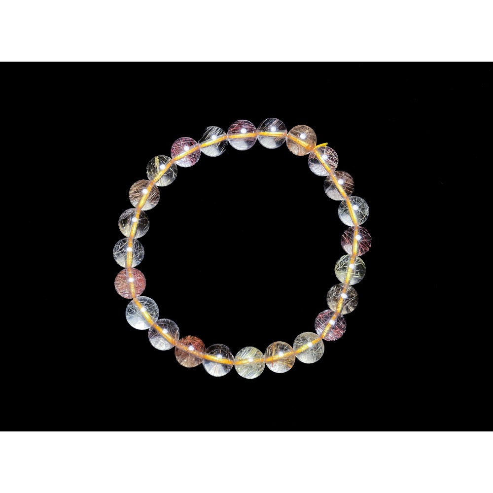 【羊角樹工作室】 乾淨清澈彩髮晶手串8.6mm-細節圖4