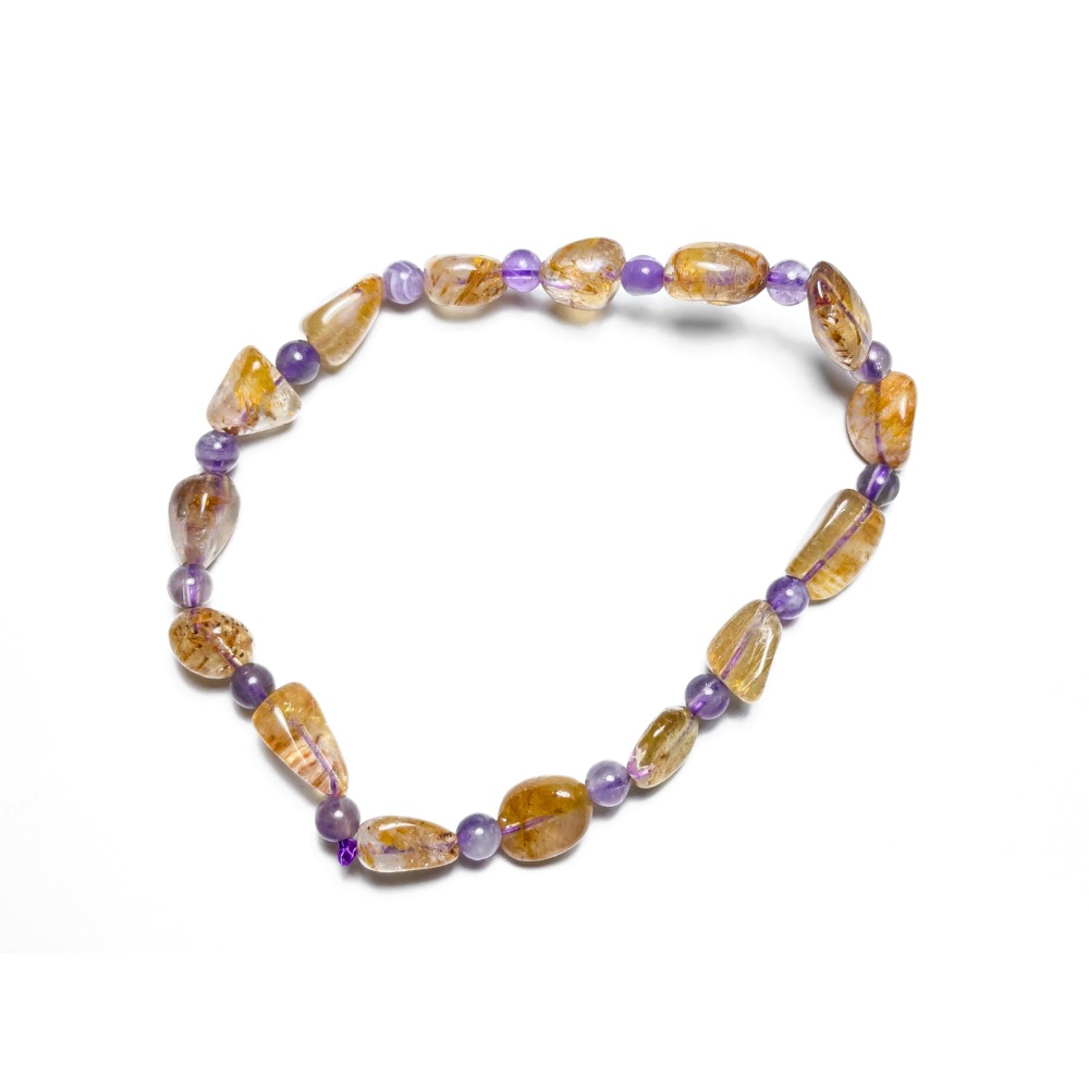 【羊角樹工作室】 黃磷鐵礦與紫水晶手串-細節圖2