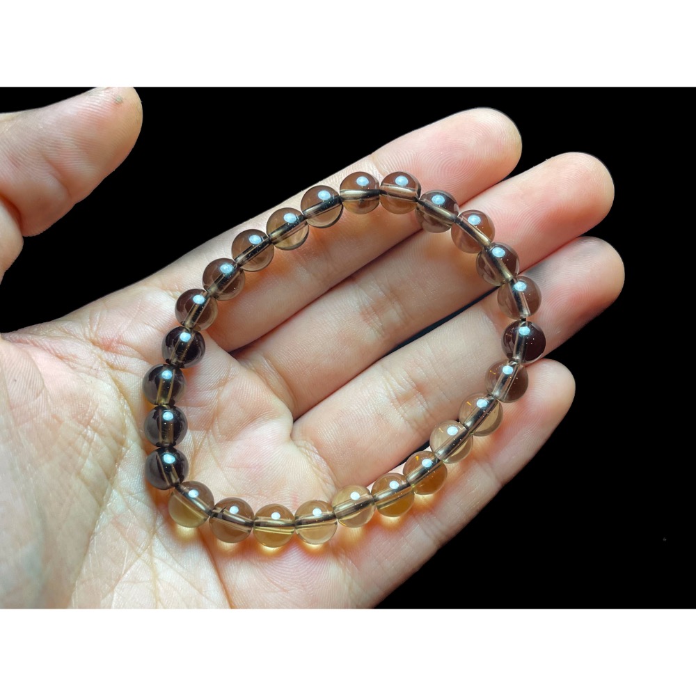 【羊角樹工作室】 漸層感茶晶手串7mm-細節圖3