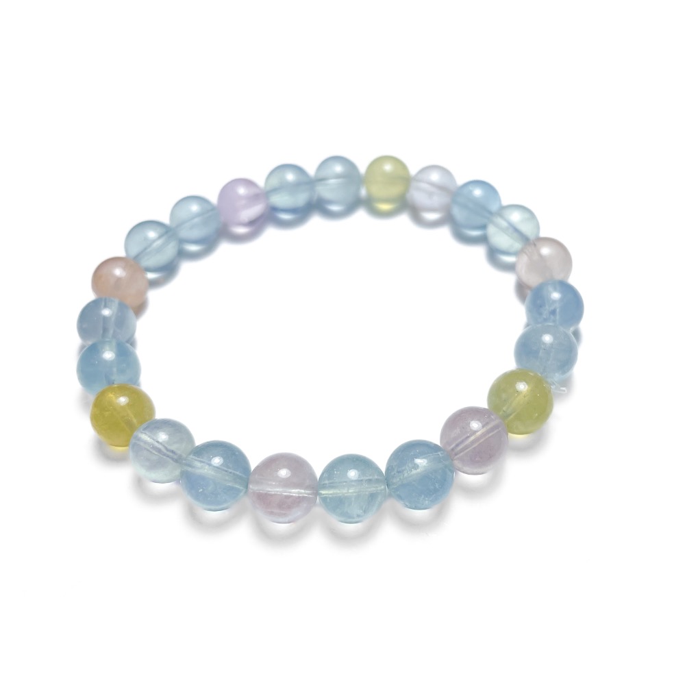 【羊角樹工作室】 清澈透亮彩摩根石（綠柱石）手串8mm-細節圖2