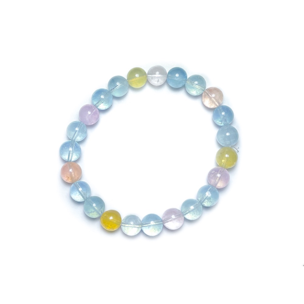 【羊角樹工作室】 清澈透亮彩摩根石（綠柱石）手串8mm-細節圖3