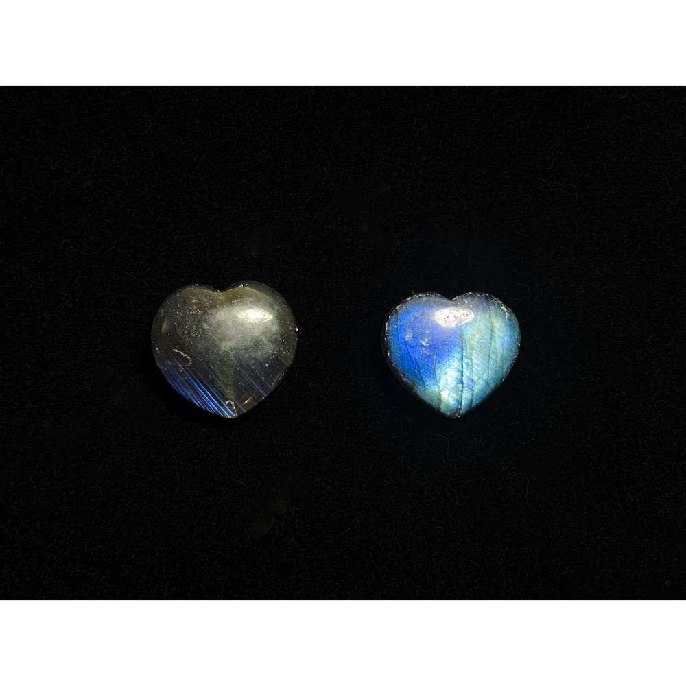 【羊角樹工作室】 耀眼藍光黑拉長石愛心通孔珠-細節圖5