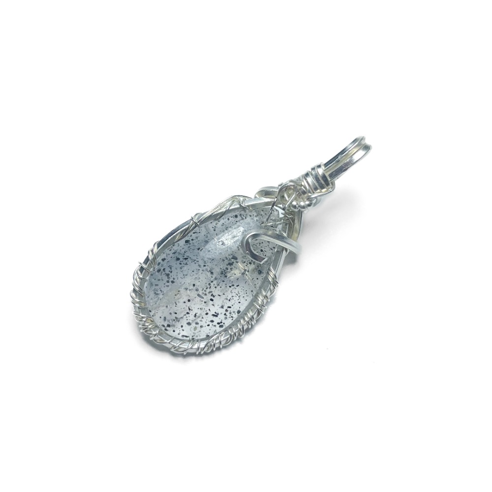 【羊角樹工作室】村長手作 黑雲母水晶水滴型銅線編制墜-細節圖3