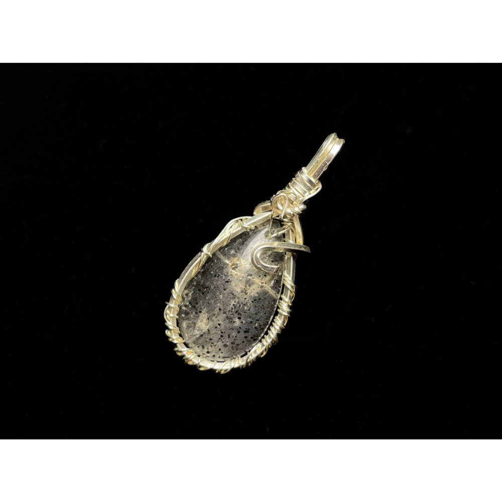 【羊角樹工作室】村長手作 黑雲母水晶水滴型銅線編制墜-細節圖5