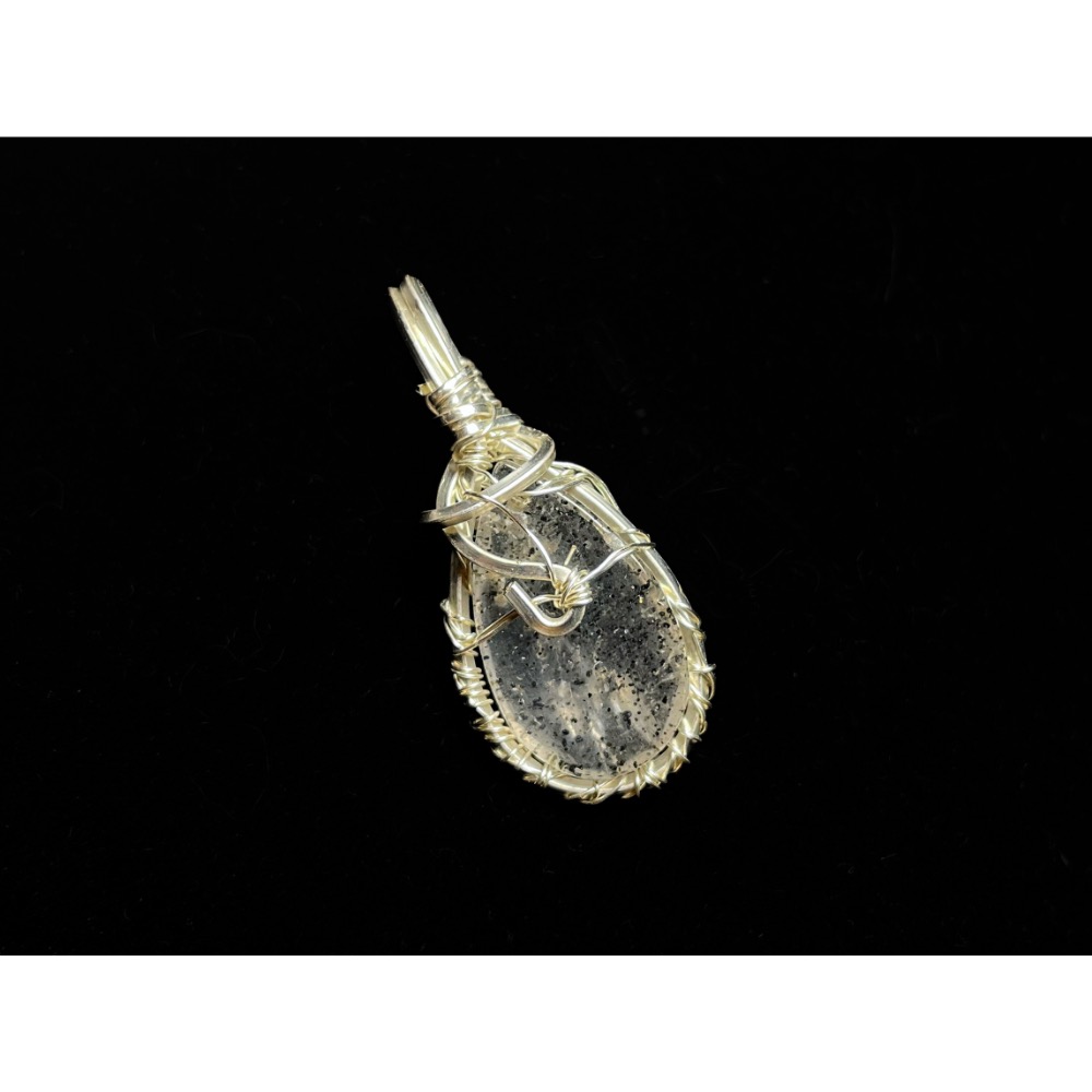 【羊角樹工作室】村長手作 黑雲母水晶水滴型銅線編制墜-細節圖6