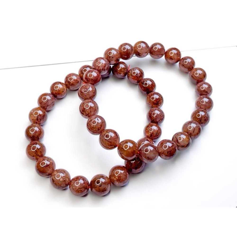 【羊角樹工作室】紅雲母水晶手串9.5mm 紅幽靈-細節圖7