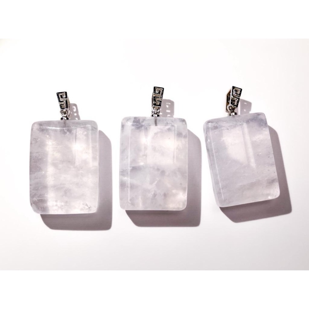 【羊角樹工作室】白幽靈水晶方形墜 白兔毛-細節圖3