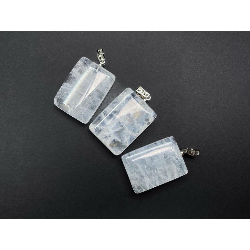 【羊角樹工作室】白幽靈水晶方形墜 白兔毛-細節圖4