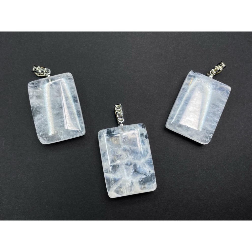 【羊角樹工作室】白幽靈水晶方形墜 白兔毛-細節圖5