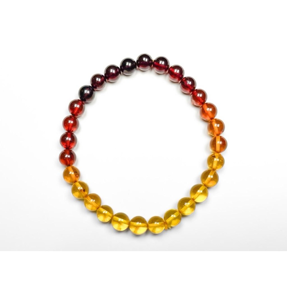 【羊角樹工作室】漸層蜜蠟手串6mm 琥珀-細節圖4