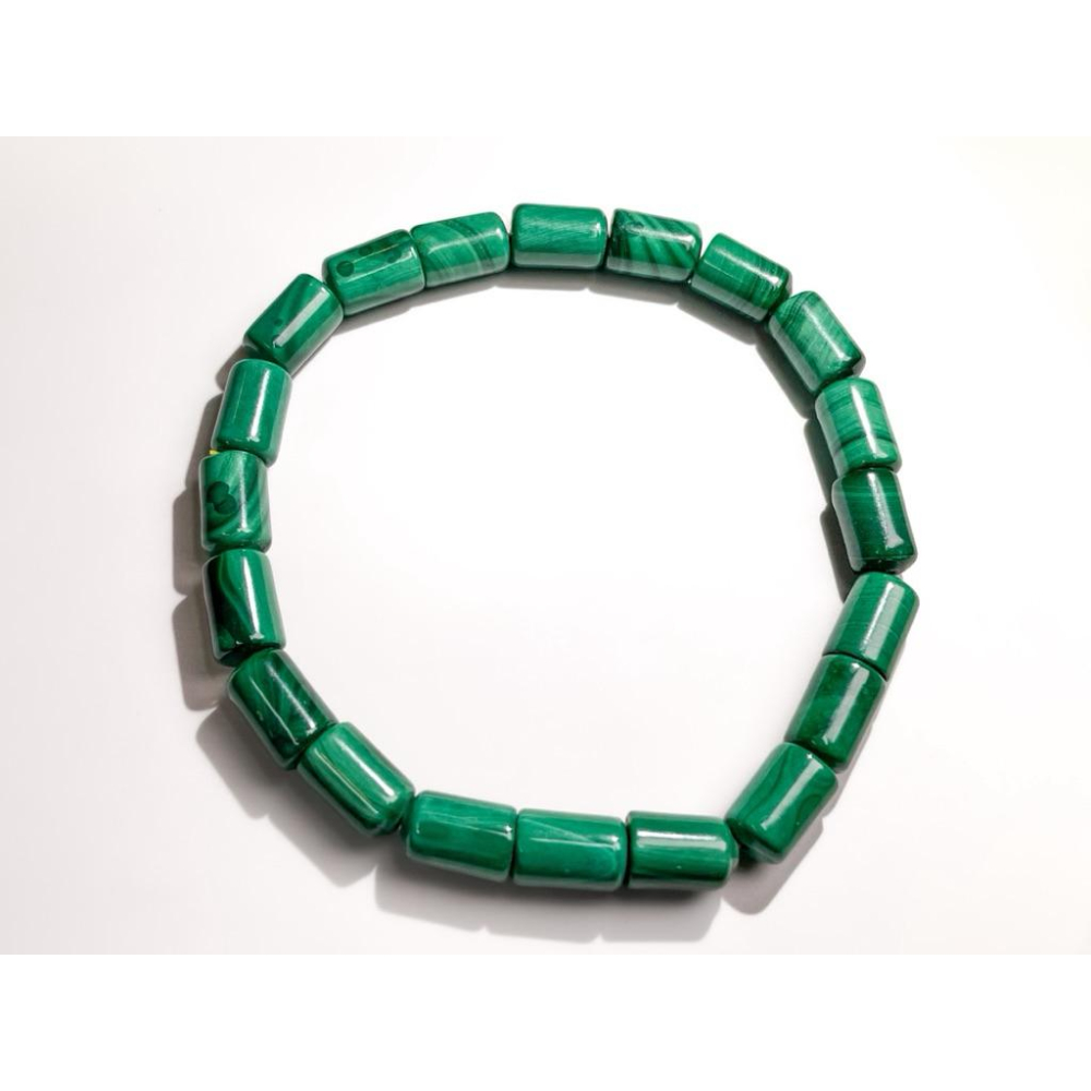 【羊角樹工作室】孔雀石細桶珠手串9*5.8mm-細節圖4