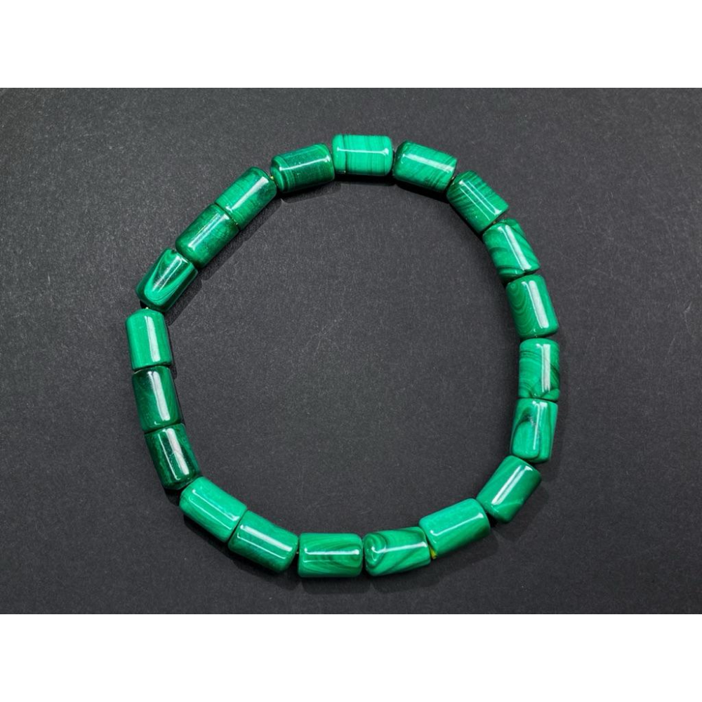 【羊角樹工作室】孔雀石細桶珠手串9*5.8mm-細節圖5