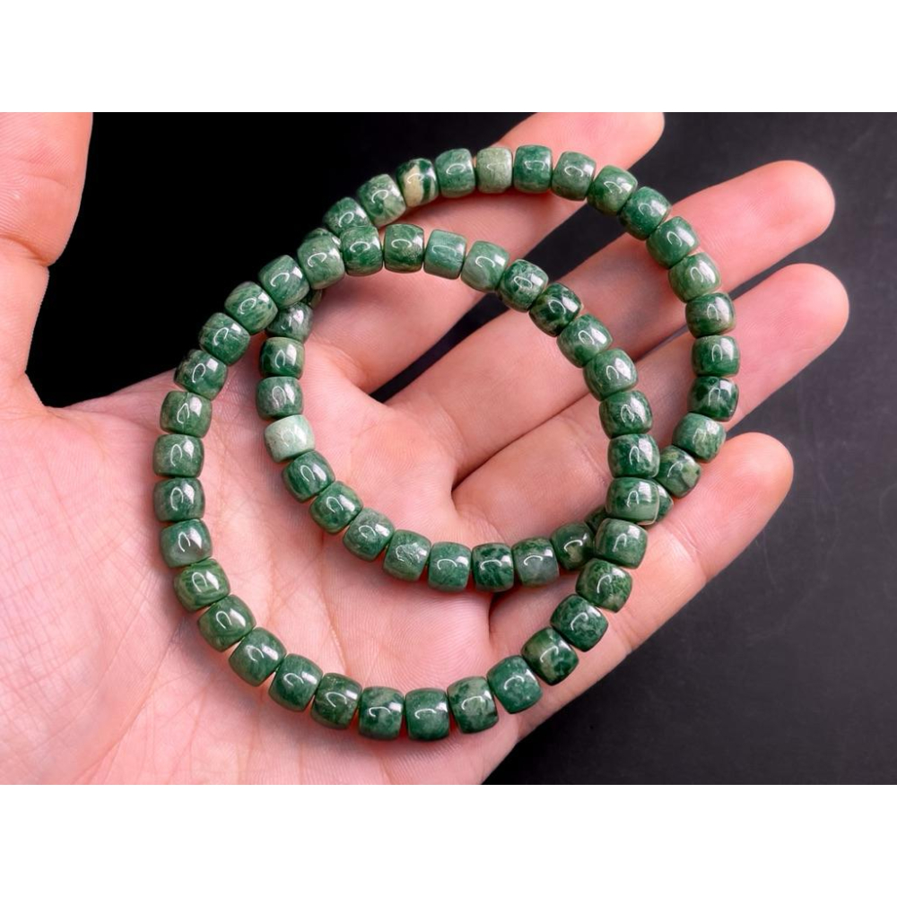 【羊角樹工作室】非洲翠（石英）盤珠手串7mm 獨龍玉 非翡//翠-細節圖9