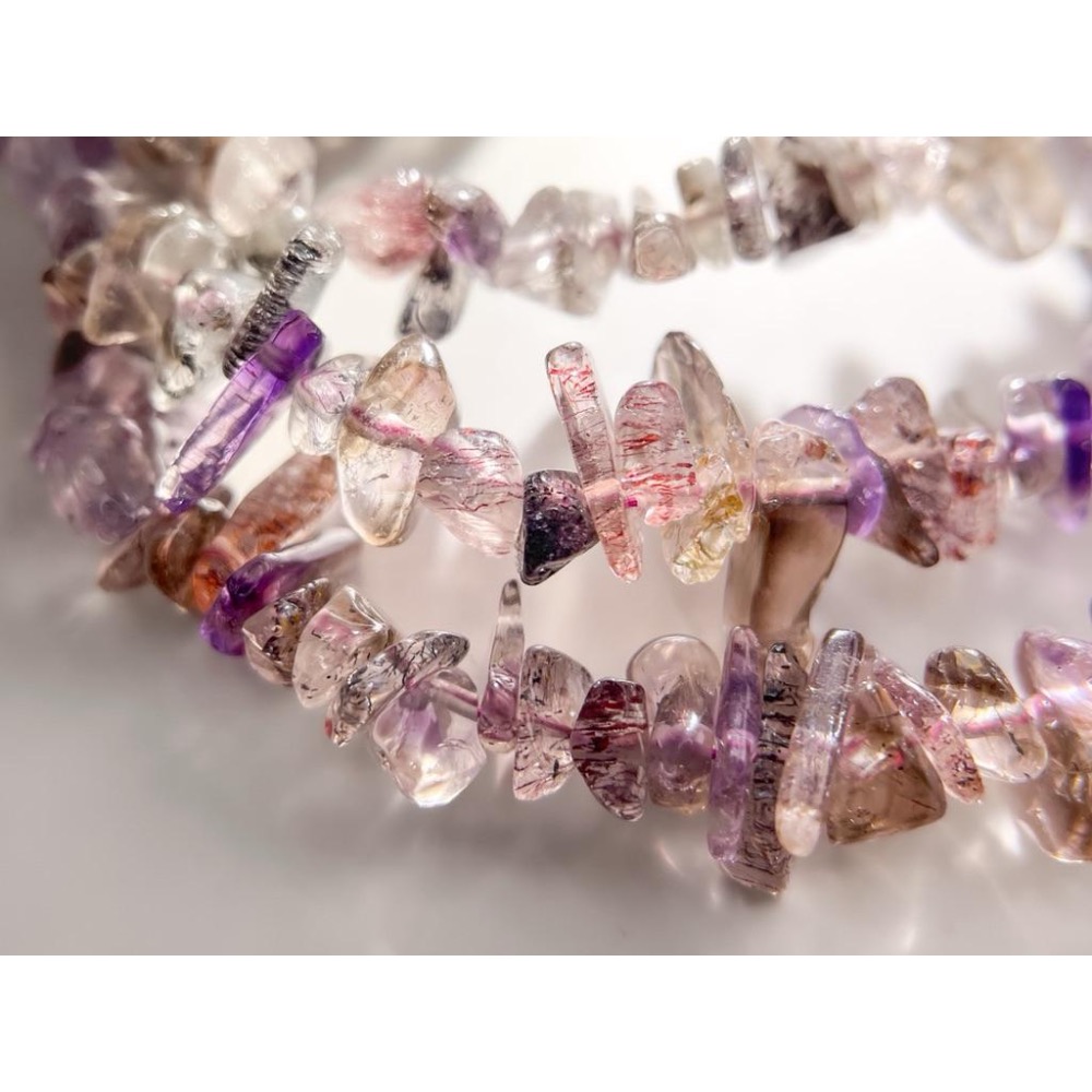 【羊角樹工作室】超七碎石手鍊 水晶 紫水晶-細節圖3