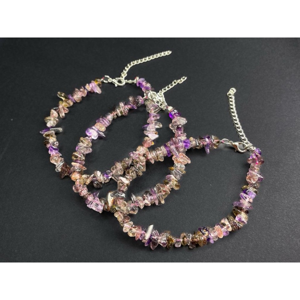 【羊角樹工作室】超七碎石手鍊 水晶 紫水晶-細節圖5