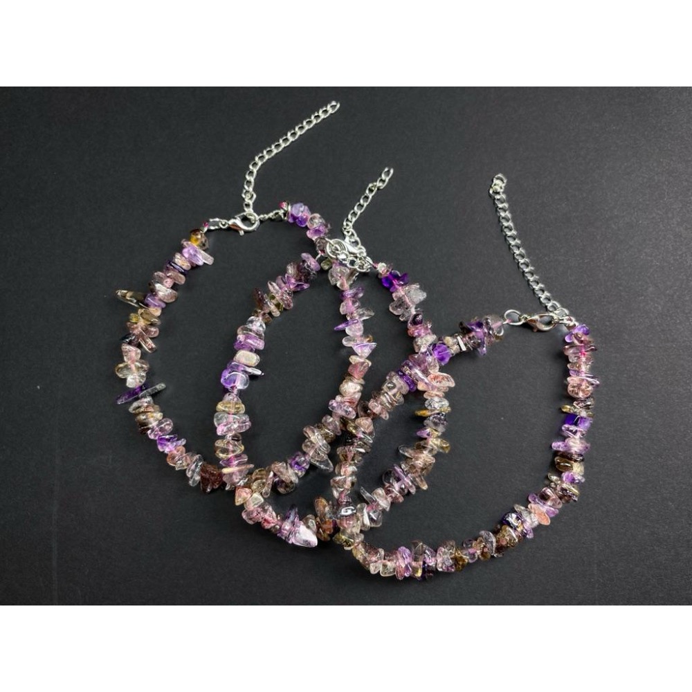 【羊角樹工作室】超七碎石手鍊 水晶 紫水晶-細節圖6