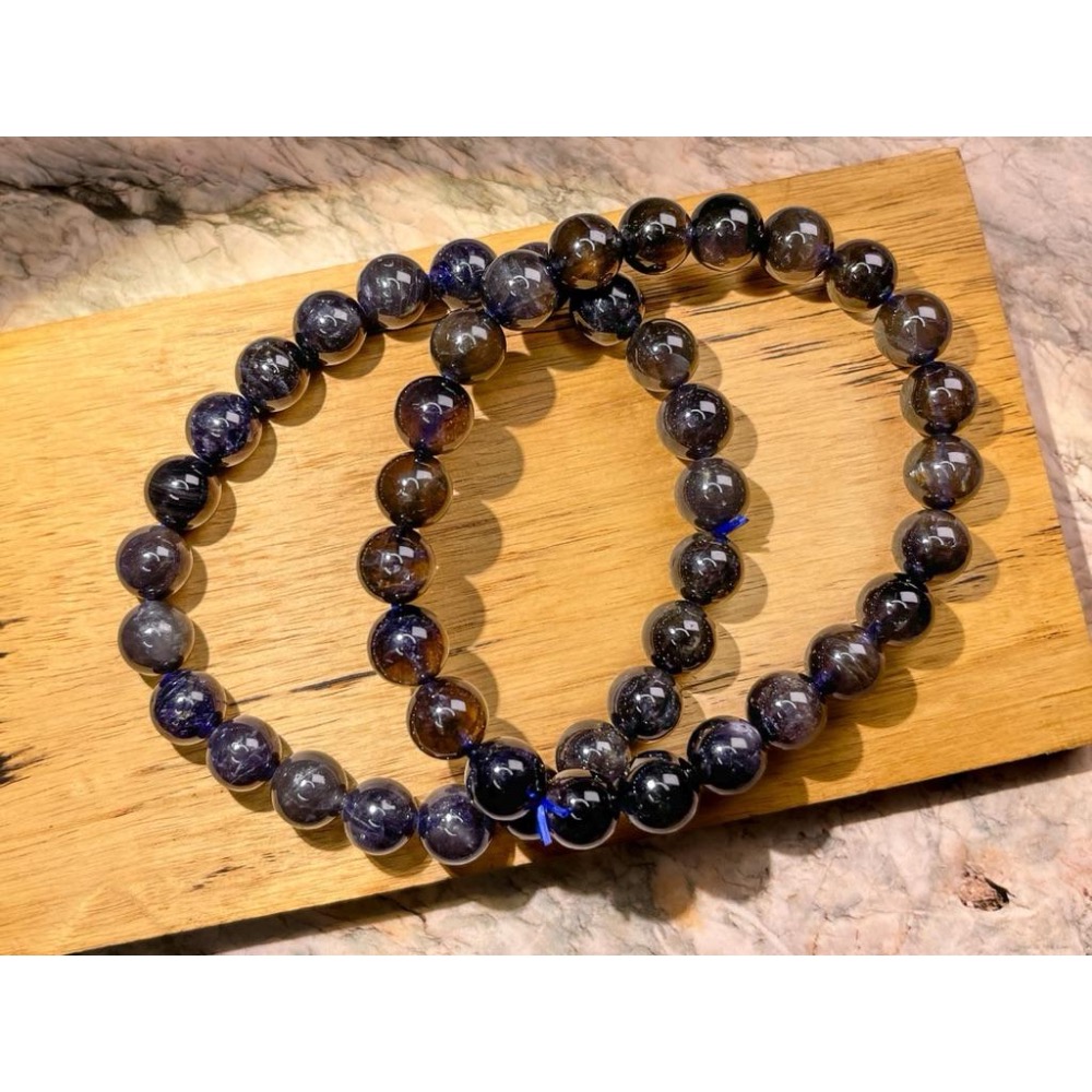 【羊角樹工作室】深色菫青石手串7.5mm-細節圖4